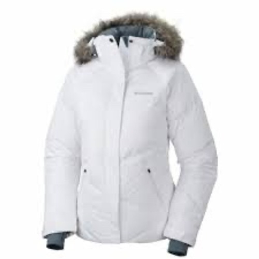 Columbia Omni-Heat White Puffer Jacket Womens Small Omni-Shield Ski Winter Coat